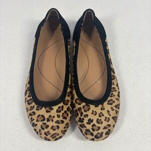 Dansko Leopard Calf Hair Ballet Flats Womens 41 Tan Black Excellent Slip On Flat